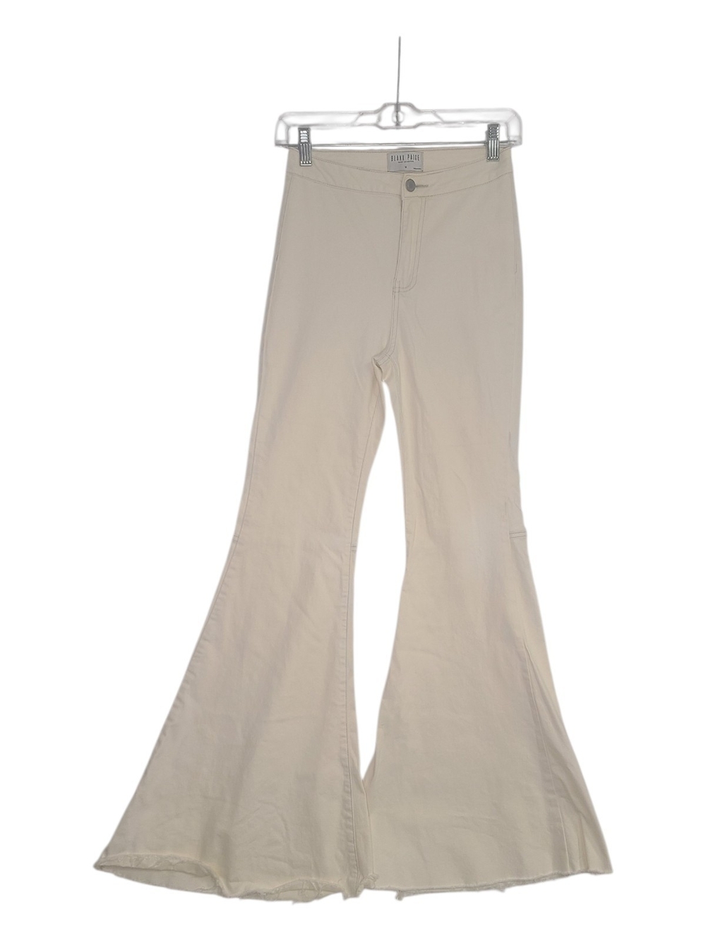 Blank Paige Cream High Rise Super Flare Pants Raw Hem Medium